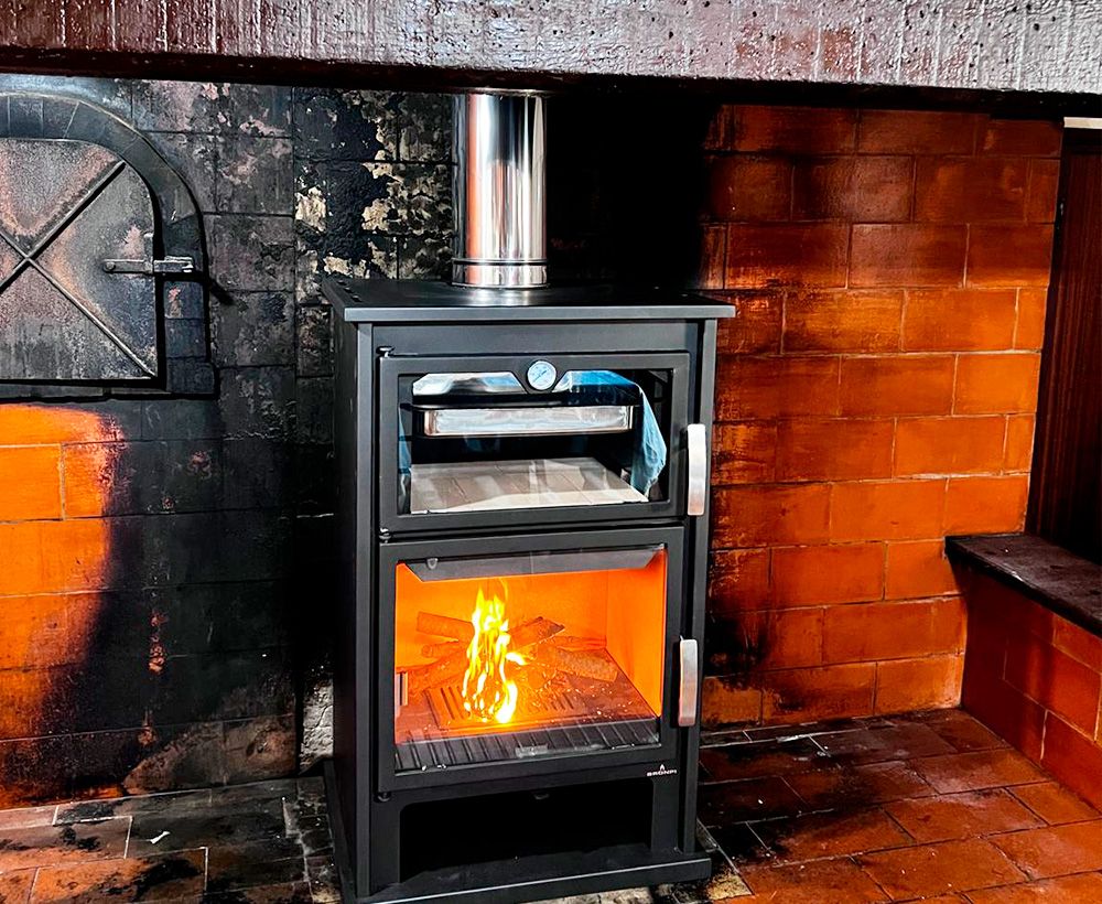 Instalação salamandra lenha com forno Suiza Bronpi